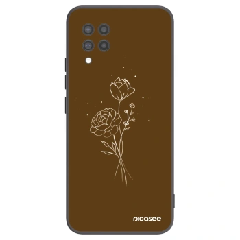 Picasee Μαύρη θήκη σιλικόνης για Samsung Galaxy A42 A426B - Brown flowers