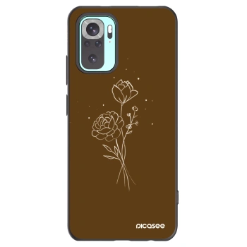 Picasee Μαύρη θήκη σιλικόνης για Xiaomi Redmi Note 10 Pro - Brown flowers