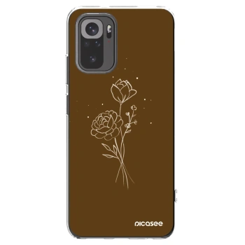 Picasee διαφανής θήκη σιλικόνης Xiaomi Redmi Note 10S - Brown flowers