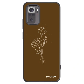 Picasee Μαύρη θήκη σιλικόνης για Xiaomi Redmi Note 10S - Brown flowers