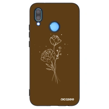 Picasee Μαύρη θήκη σιλικόνης για Huawei P20 Lite - Brown flowers