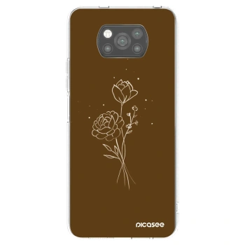 Picasee Μαύρη θήκη σιλικόνης για Xiaomi Poco X3 Pro - Brown flowers