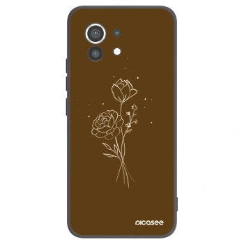 Picasee Μαύρη θήκη σιλικόνης για Xiaomi Mi 11 - Brown flowers
