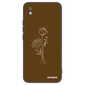 Picasee Μαύρη θήκη σιλικόνης για Xiaomi Redmi 9AT - Brown flowers