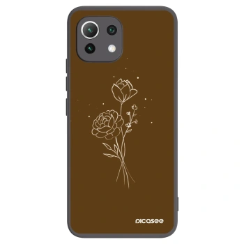 Picasee Μαύρη θήκη σιλικόνης για Xiaomi Mi 11 Lite - Brown flowers