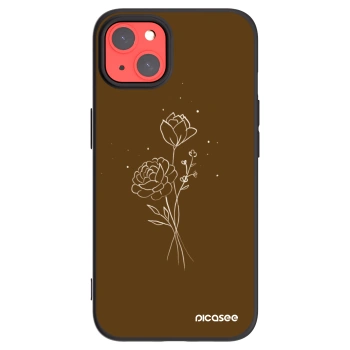 Picasee Μαύρη θήκη σιλικόνης για Apple iPhone 13 - Brown flowers