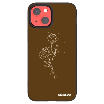 Picasee Μαύρη θήκη σιλικόνης για Apple iPhone 13 mini - Brown flowers