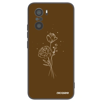 Picasee Μαύρη θήκη σιλικόνης για Xiaomi Poco F3 - Brown flowers