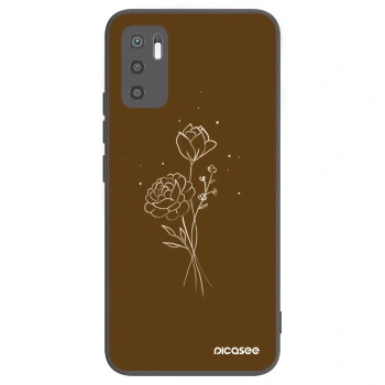 Picasee Μαύρη θήκη σιλικόνης για Xiaomi Redmi Note 10 5G - Brown flowers