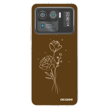 Picasee διαφανής θήκη σιλικόνης Xiaomi Mi 11 Ultra - Brown flowers