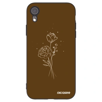 Picasee Μαύρη θήκη σιλικόνης για Apple iPhone XR - Brown flowers