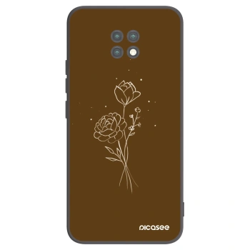 Picasee Μαύρη θήκη σιλικόνης για Xiaomi Redmi Note 9T - Brown flowers