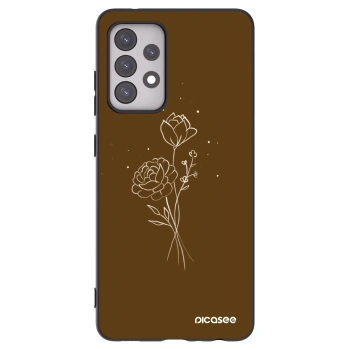 Picasee Μαύρη θήκη σιλικόνης για Samsung Galaxy A52s 5G A528B - Brown flowers