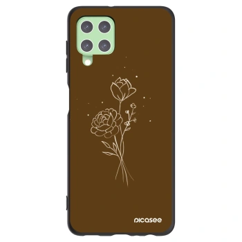 Picasee Μαύρη θήκη σιλικόνης για Samsung Galaxy A22 A225F 4G - Brown flowers
