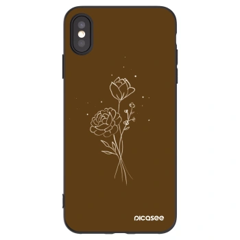 Picasee Μαύρη θήκη σιλικόνης για Apple iPhone XS Max - Brown flowers
