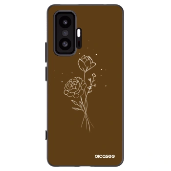 Picasee Μαύρη θήκη σιλικόνης για Xiaomi 11T - Brown flowers
