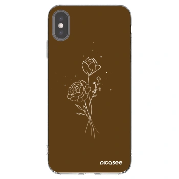 Picasee διαφανής θήκη σιλικόνης Apple iPhone XS Max - Brown flowers