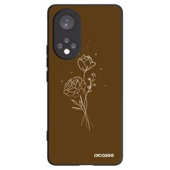 Picasee Μαύρη θήκη σιλικόνης για Honor 50 5G - Brown flowers