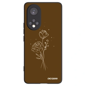 Picasee Μαύρη θήκη σιλικόνης για Huawei Nova 9 - Brown flowers