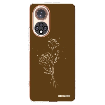 Picasee διαφανής θήκη σιλικόνης Huawei Nova 9 - Brown flowers