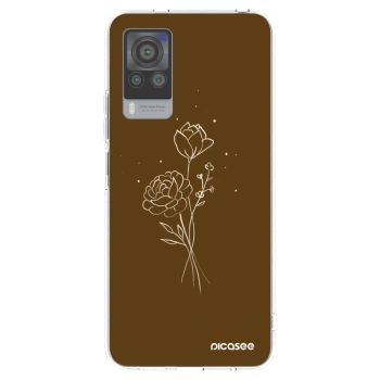 Picasee διαφανής θήκη σιλικόνης Vivo X60 Pro 5G - Brown flowers