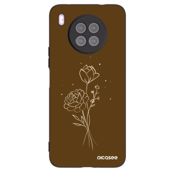 Picasee Μαύρη θήκη σιλικόνης για Huawei Nova 8i - Brown flowers