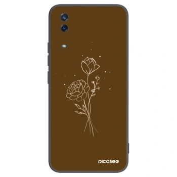 Picasee Μαύρη θήκη σιλικόνης για Vivo Y11s - Brown flowers