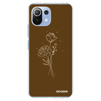 Picasee διαφανής θήκη σιλικόνης Xiaomi 11 Lite 5G NE - Brown flowers
