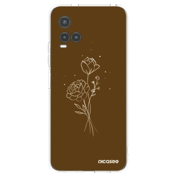 Picasee διαφανής θήκη σιλικόνης Vivo Y33s - Brown flowers