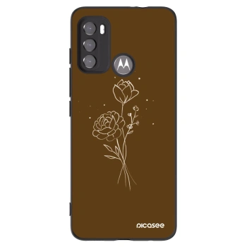 Picasee Μαύρη θήκη σιλικόνης για Motorola Moto G60 - Brown flowers