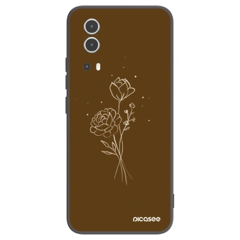 Picasee Μαύρη θήκη σιλικόνης για Vivo Y72 5G - Brown flowers