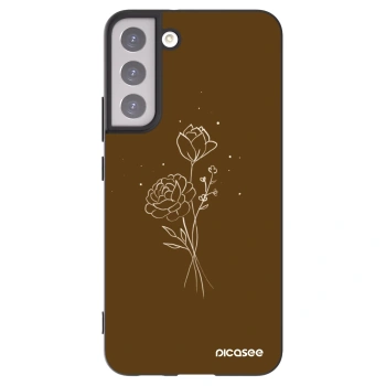 Picasee Μαύρη θήκη σιλικόνης για Samsung Galaxy S22+ 5G - Brown flowers