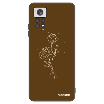 Picasee Μαύρη θήκη σιλικόνης για Xiaomi Redmi Note 11 - Brown flowers