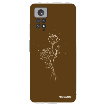Picasee διαφανής θήκη σιλικόνης Xiaomi Redmi Note 11 - Brown flowers