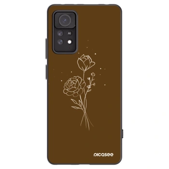 Picasee Μαύρη θήκη σιλικόνης για Xiaomi Redmi Note 11 Pro 5G - Brown flowers