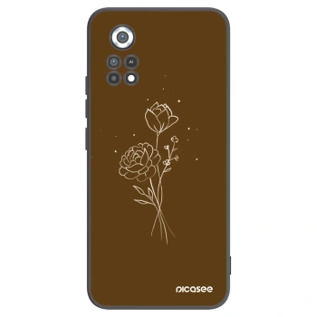 Picasee Μαύρη θήκη σιλικόνης για Xiaomi Poco X4 Pro 5G - Brown flowers