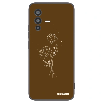 Picasee Μαύρη θήκη σιλικόνης για Vivo V23 5G - Brown flowers