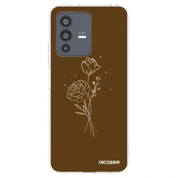 Picasee διαφανής θήκη σιλικόνης Vivo V23 5G - Brown flowers