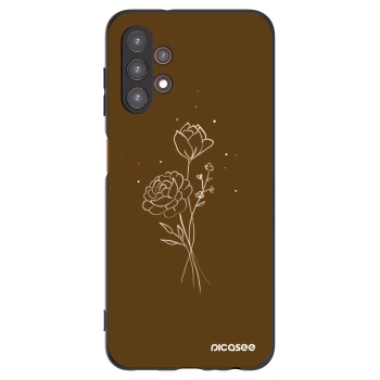 Picasee Μαύρη θήκη σιλικόνης για Samsung Galaxy A13 4G A135 - Brown flowers