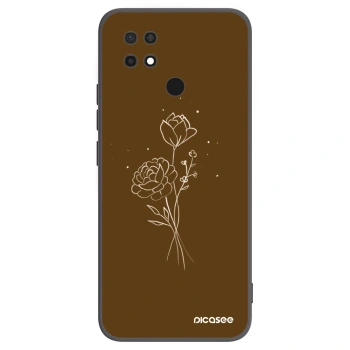 Picasee Μαύρη θήκη σιλικόνης για Xiaomi Redmi 10C - Brown flowers