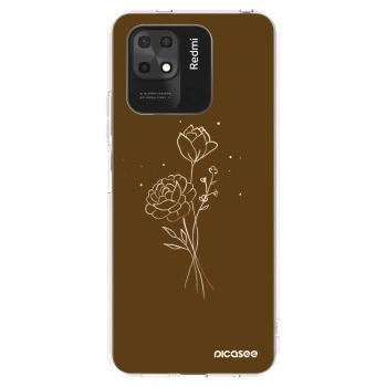 Picasee διαφανής θήκη σιλικόνης Xiaomi Redmi 10C - Brown flowers