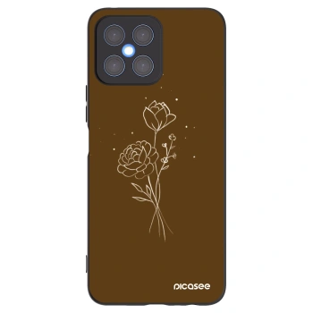 Picasee Μαύρη θήκη σιλικόνης για Honor X8 4G - Brown flowers