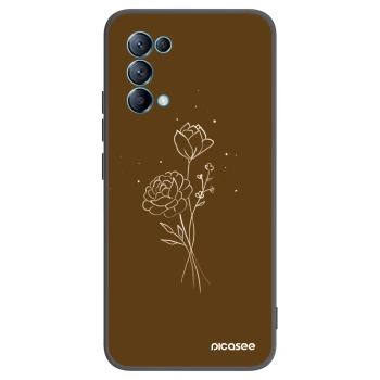 Picasee Μαύρη θήκη σιλικόνης για OPPO Reno 5 5G - Brown flowers