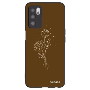 Picasee Μαύρη θήκη σιλικόνης για OPPO A16 - Brown flowers
