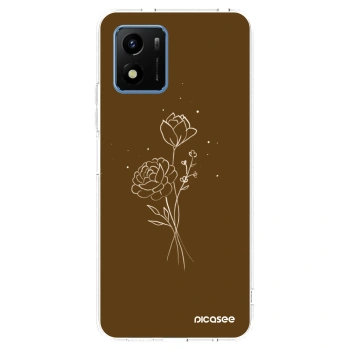 Picasee διαφανής θήκη σιλικόνης Vivo Y01 - Brown flowers