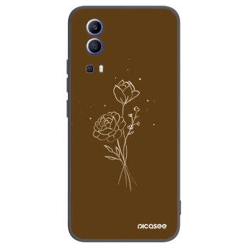 Picasee Μαύρη θήκη σιλικόνης για Vivo Y52 5G - Brown flowers