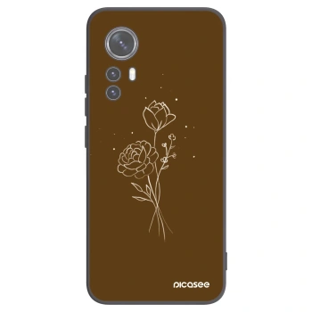Picasee Μαύρη θήκη σιλικόνης για Xiaomi 12X - Brown flowers