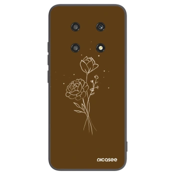 Picasee Μαύρη θήκη σιλικόνης για Honor Magic4 Lite 5G - Brown flowers