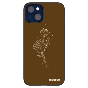 Picasee Μαύρη θήκη σιλικόνης για Apple iPhone 14 - Brown flowers