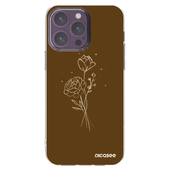 Picasee διαφανής θήκη σιλικόνης Apple iPhone 14 Pro Max - Brown flowers